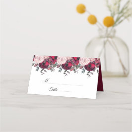 Inbjudan till Burgundy Bloom Blommigt Bröllop Placeringskort