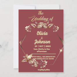 Inbjudan till Burgundy och Golden Wedding