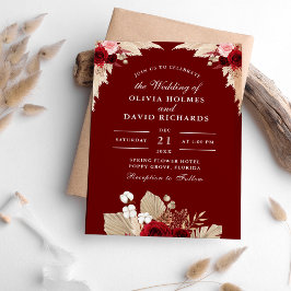 Inbjudan till Burgundy Ro och Pampas Grass Wedding