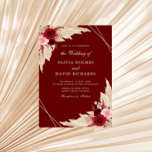 Inbjudan till Burgundy Ro och Pampas Grass Wedding