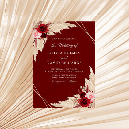 Inbjudan till Burgundy Ro och Pampas Grass Wedding