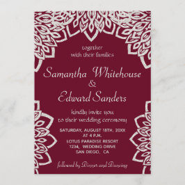 Inbjudan till Burgundy Silver Glitter Elegant bröl