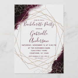 Inbjudan till Burgundy Watercolor Bachelorette-par
