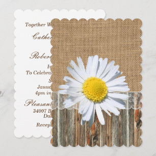 Inbjudan till Burlap Barnwood Snöre och Daisy