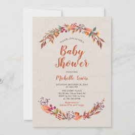 Inbjudan till Burlap Blommigt Fall Boy Baby Shower