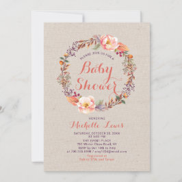 Inbjudan till Burlap Blommigt Fall Girl Baby Showe