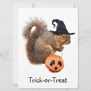 Inbjudan till Bus eller godis ekorre Halloween fes