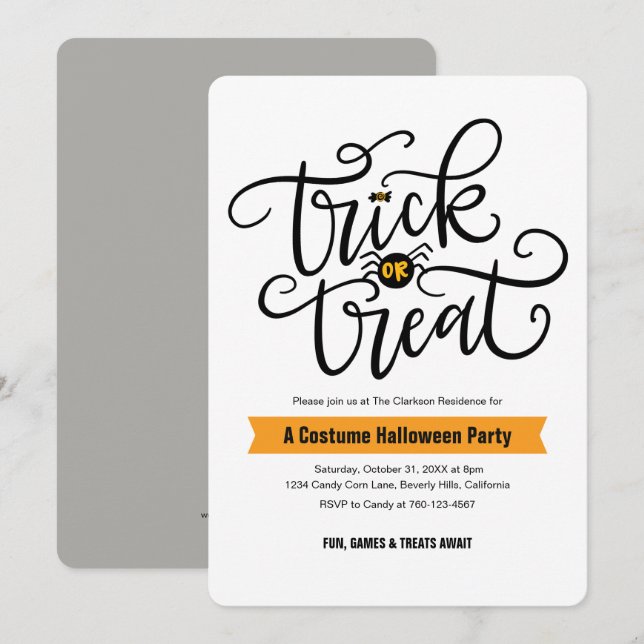 Inbjudan till bus eller godis Halloween fest (Fram/baksida)
