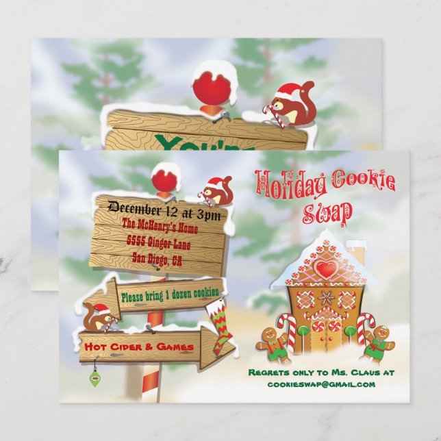 Inbjudan till byte av cookie-Helgdag för Nordpolen (Fram/baksida)