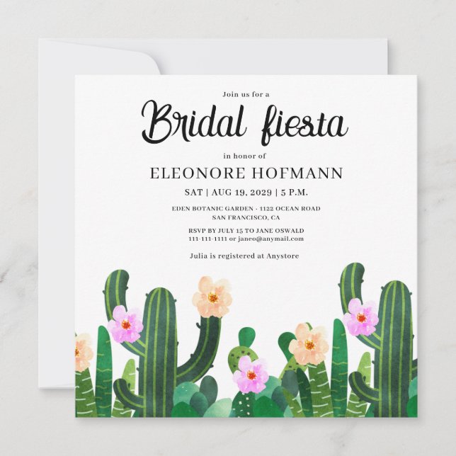 Inbjudan till Cacti-blommor Möhippa Fiesta (Framsida)