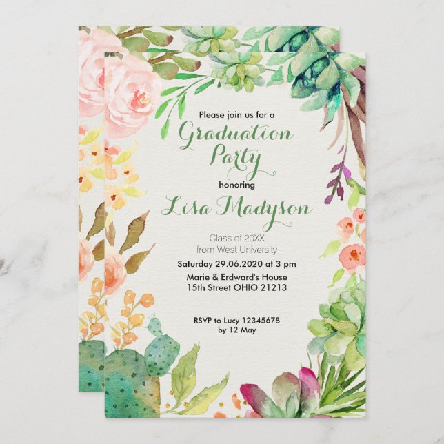 Inbjudan till Cactus Studentfest Southwest (Fram/baksida)