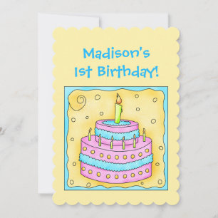 Inbjudan till Cake Art Party i namn första födelse
