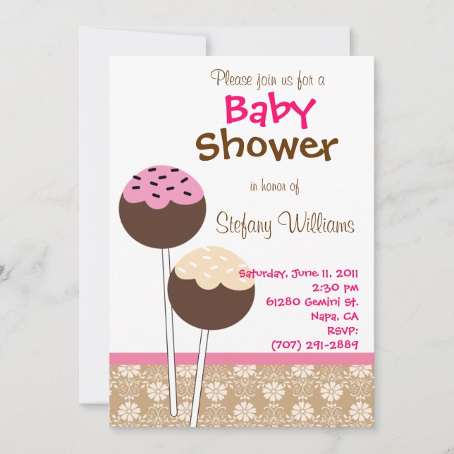Inbjudan till Cake Pops Baby Shower (Framsida)