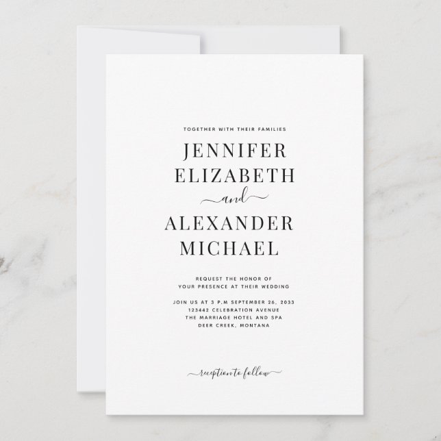 Inbjudan till Calligraphy-bröllop med enkel Chic (Framsida)