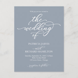 Inbjudan till Calligraphy Dusty Blue Wedding