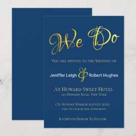 Inbjudan till Calligraphy Faux Gold Foil Wedding