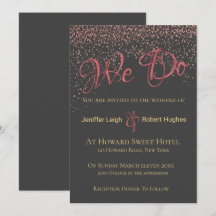 Inbjudan till Calligraphy Ro Gold Foil Wedding