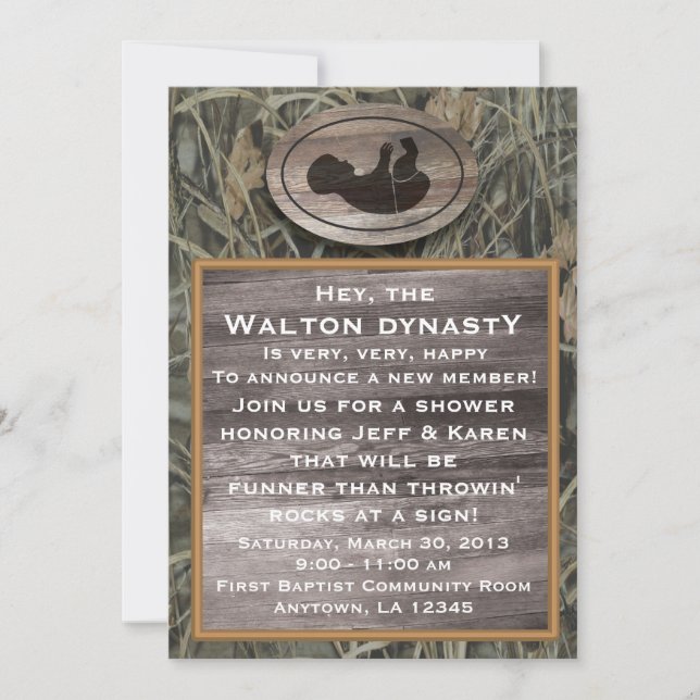 Inbjudan till Camo Baby Shower (Framsida)