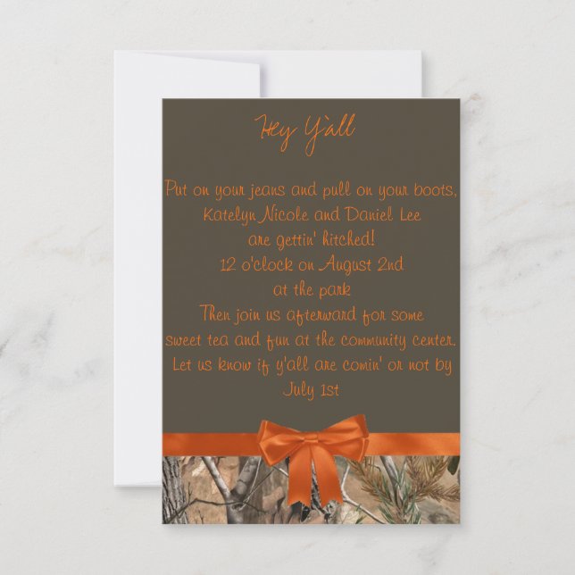 Inbjudan till Camo Wedding (Framsida)