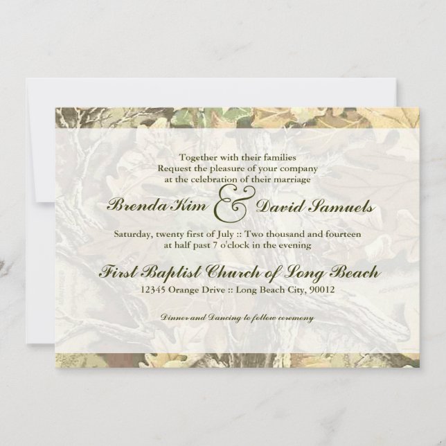 Inbjudan till Camo Wedding (Framsida)