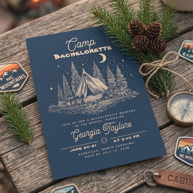 Inbjudan till camp-bachelorette (Camp Bachelorette Adventures Before Wedding Invite)