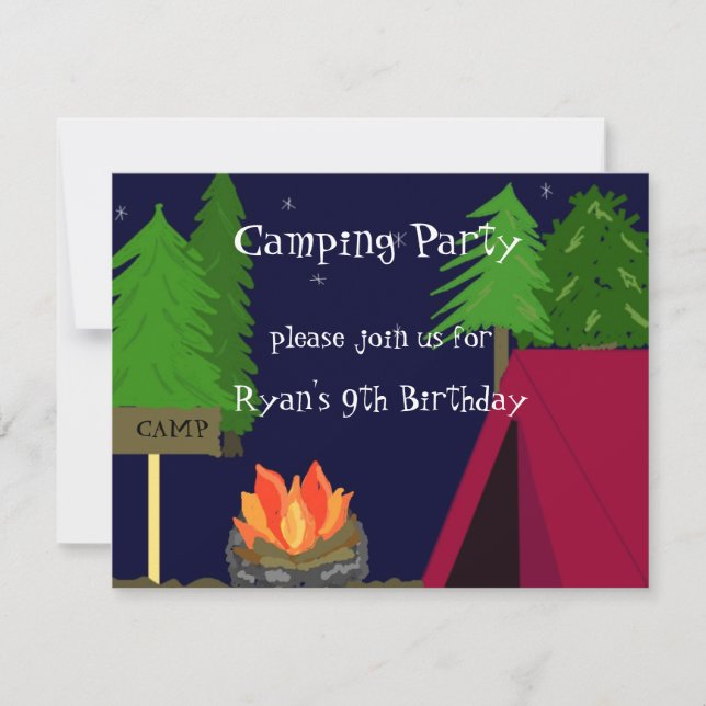 Inbjudan till campingfödelsedagsfest (Framsida)
