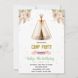 Inbjudan till campingtema i Boho