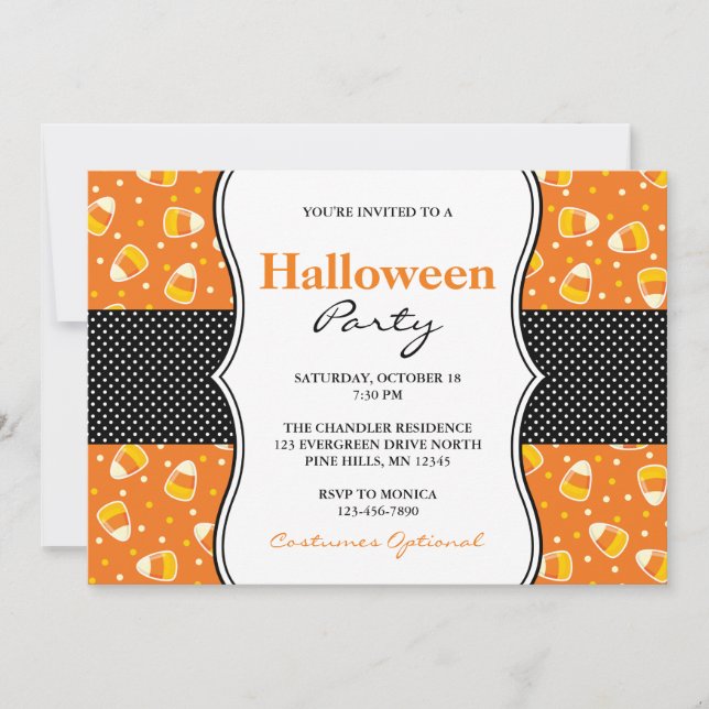 Inbjudan till candy corn Halloween fest (Framsida)