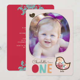 Inbjudan till Candy Damask Chicks Girls 1-års föde