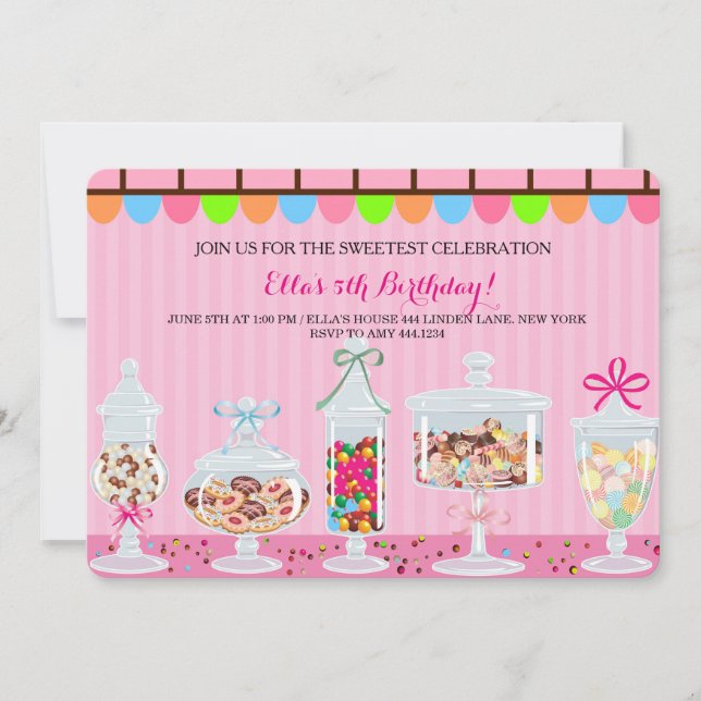 Inbjudan till Candyland Sweet Shoppe Birthday (Framsida)