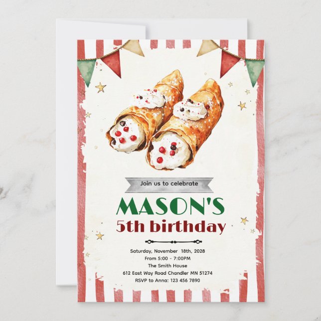 Inbjudan till Cannoli Italienskt Temapartaj (Framsida)