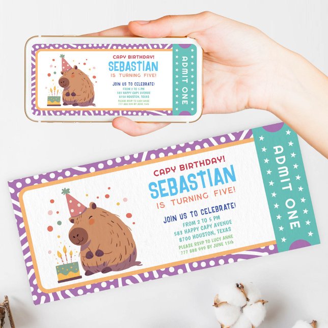 Inbjudan till Capybara Birthday biljett (Skapare uppladdad)