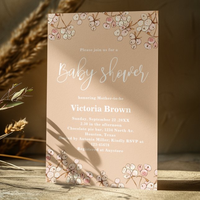 Inbjudan till Caramel Blommigt Baby Shower (Skapare uppladdad)