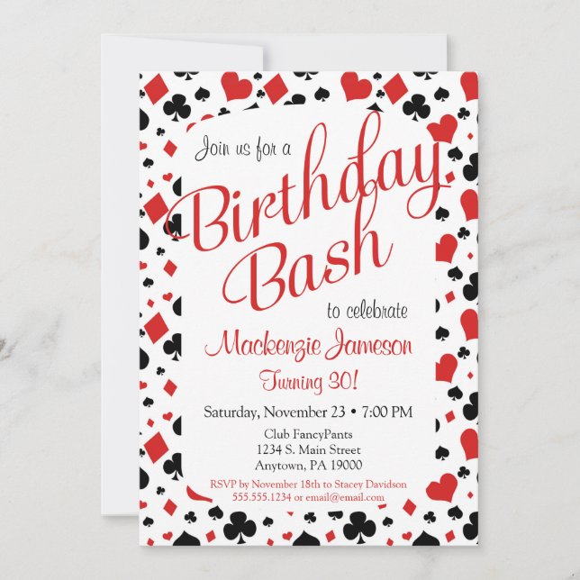 Inbjudan till Casino Birthday Poker Vegas Game Par (Framsida)