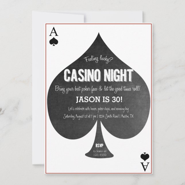 Inbjudan till Casino Night (Framsida)
