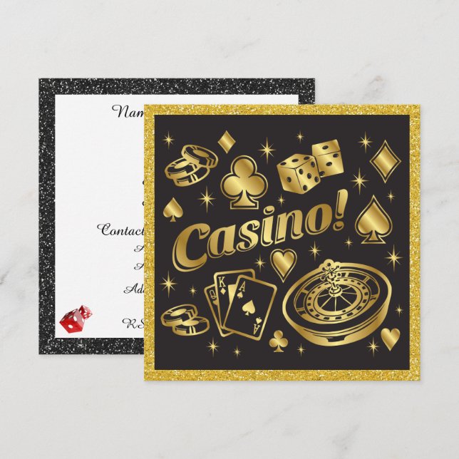 Inbjudan till Casino Night-firande (Fram/baksida)