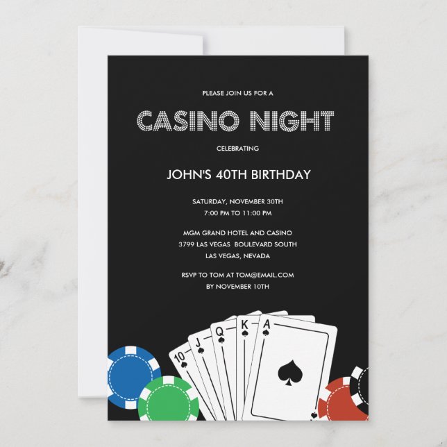 Inbjudan till Casino Night-firande (Framsida)