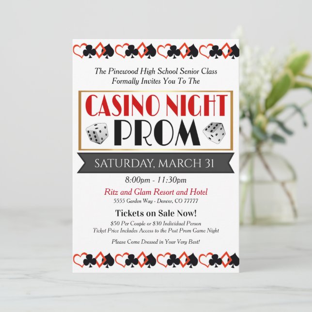 Inbjudan till Casino Night Prom Dance (Stående Fram)
