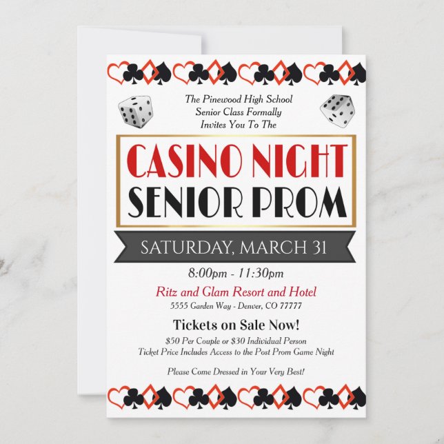 Inbjudan till Casino Night Prom Dance (Framsida)