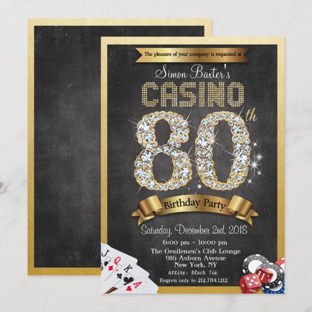 Inbjudan till Casino Poker 80-årsdag (Fram/baksida)