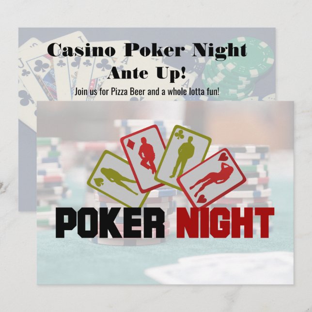 Inbjudan till Casino Poker Night-fest (Fram/baksida)