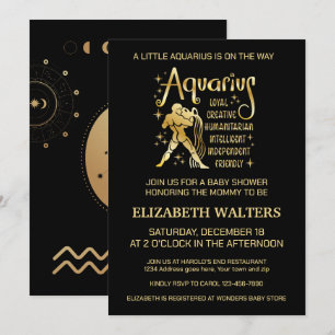 Inbjudan till Celestial Aquarius Zodiac Baby Showe