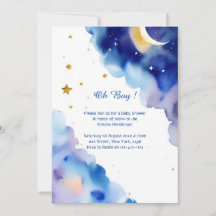 Inbjudan till Celestial Watercolor Baby Shower