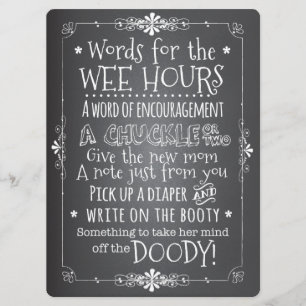 Inbjudan till Chalkboard Baby Shower-aktivitetskor