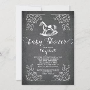 Inbjudan till Chalkboard Rocking Horse Baby Shower
