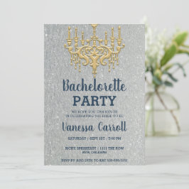 Inbjudan till Chandelier-partiet silver Glitter