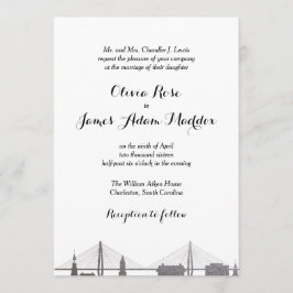 Inbjudan till Charleston South Carolina Faux Silve