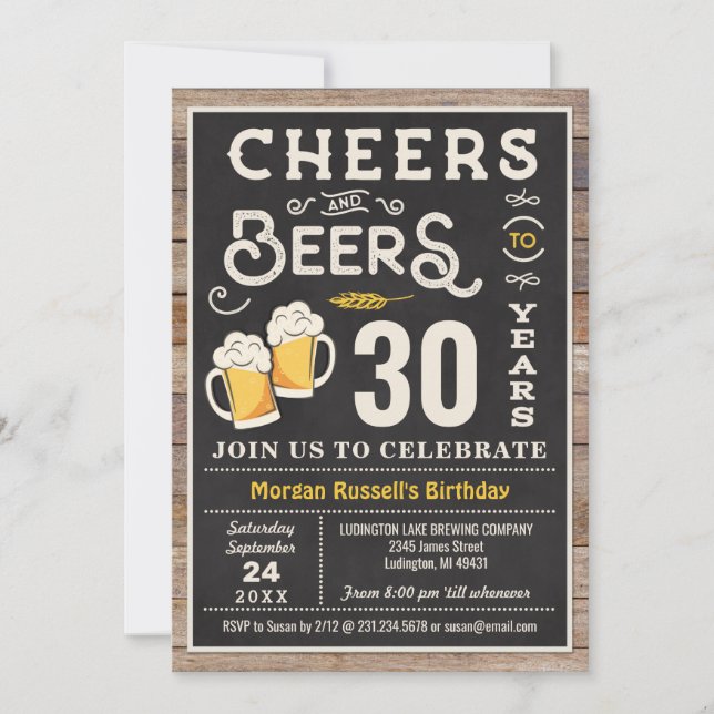 Inbjudan till Cheers och Öl 30års födelsedag (Framsida)