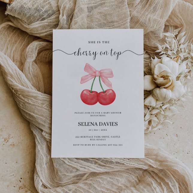 Inbjudan till Cherry Baby Shower. (Cherry Baby Shower Invitation, Invitation)