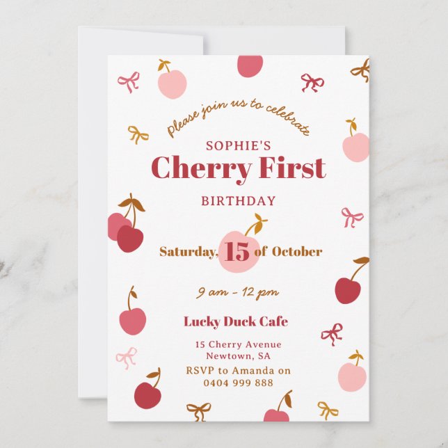 Inbjudan till Cherry Birthday (Framsida)